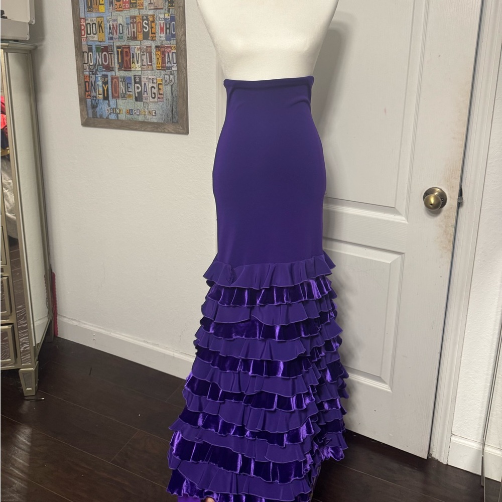 Elegant Purple Ruffled Maxi Skirt
